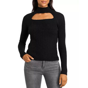 Nwt Women's 1.State Black Sweater Medium ribbed keyhole open neck